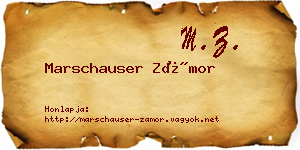Marschauser Zámor névjegykártya